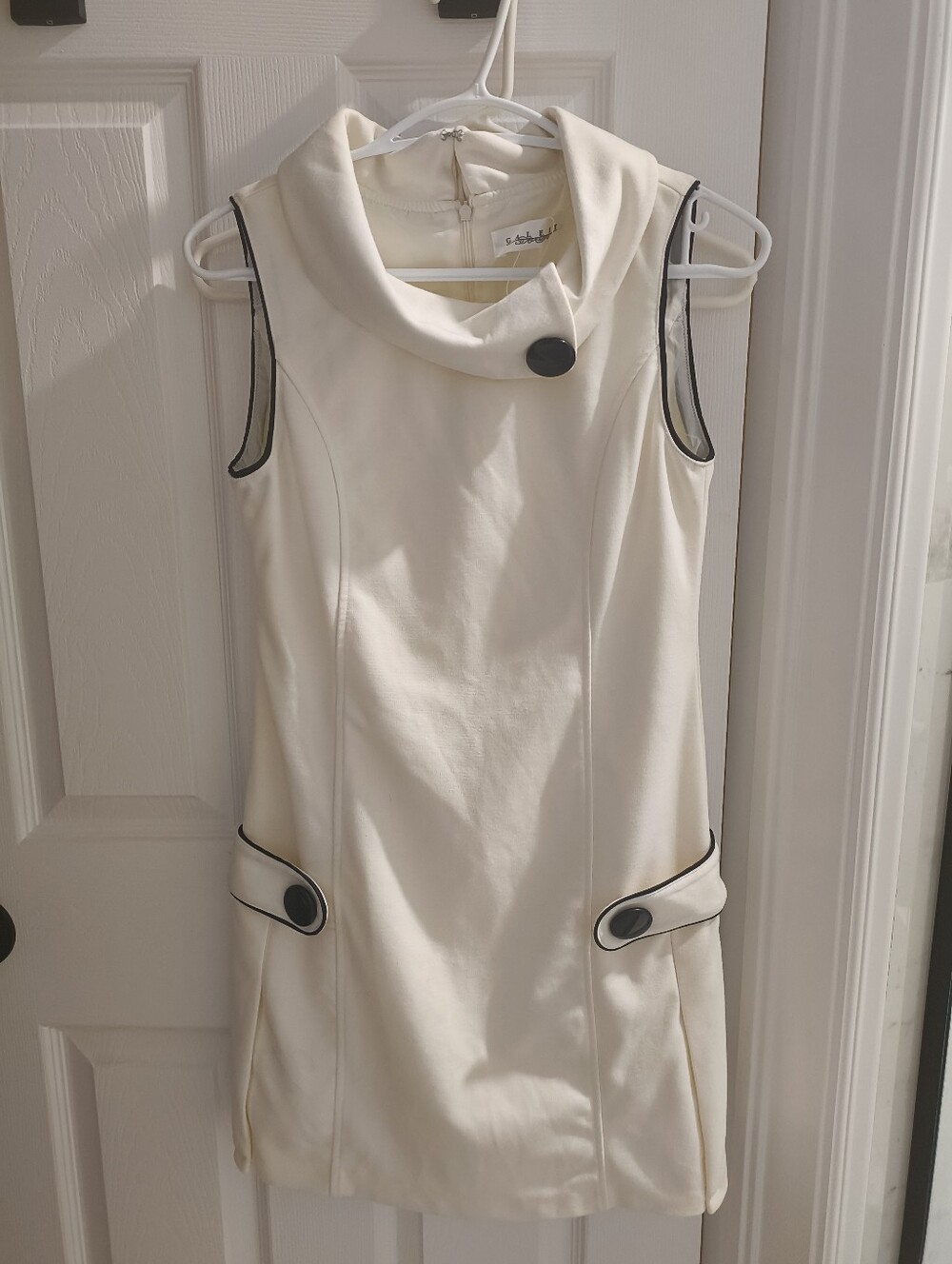 White Dress with Black Button Details